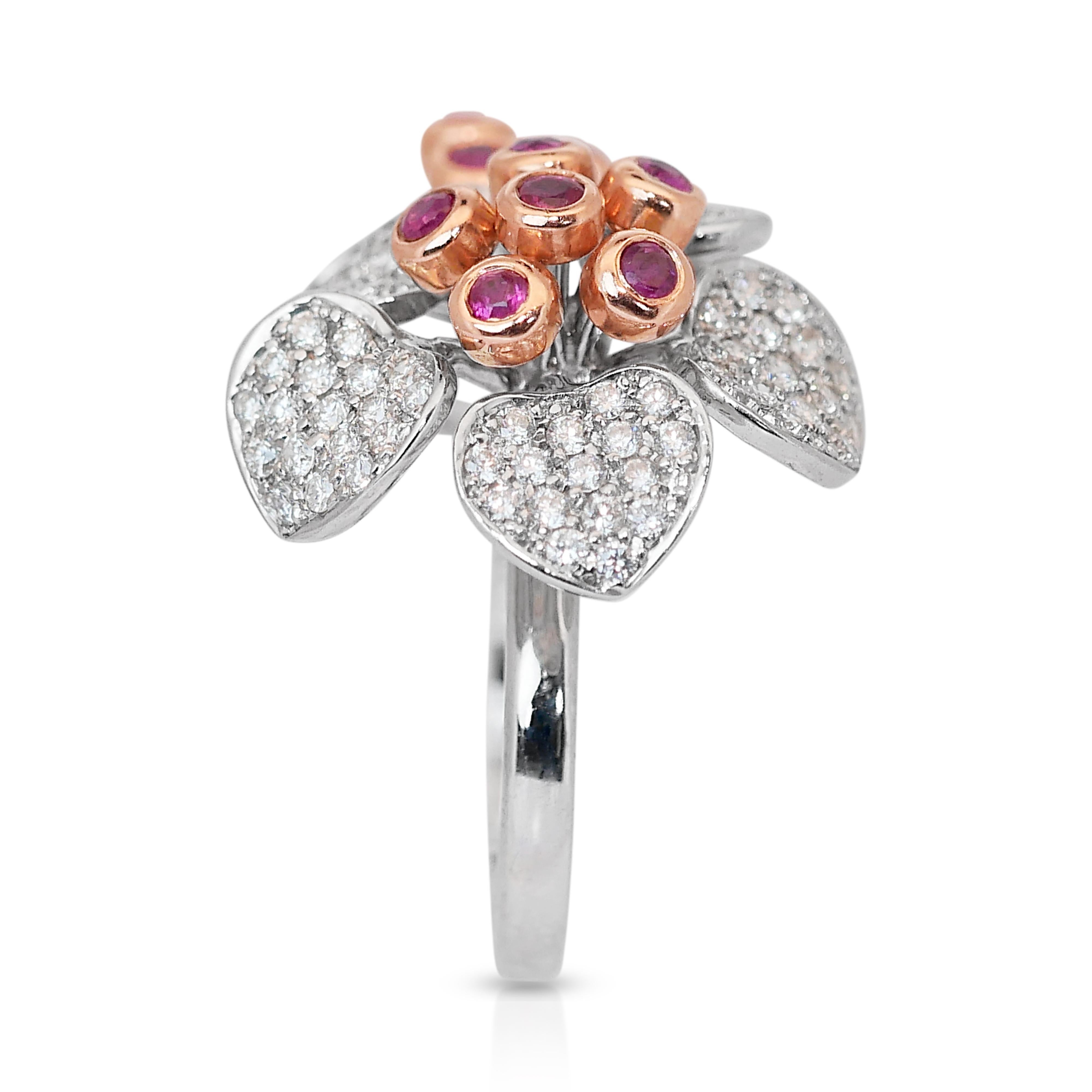 Lustrous Rubies and Diamonds Earrings and Ring Set in 14k White Gold - IGI Cert For Sale 5