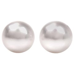 Lustrous South Sea Pearl 18 Karat White Gold Stud Earrings