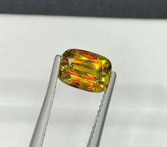 Lustrous Sparkling Sphene Gemstone: Multi Color Cushion Cut, 2.05 Carat