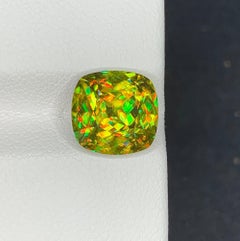 Lustrous Sphene Fancy Cushion Gemstone: Yellow-Green Titanite, June Birthstone