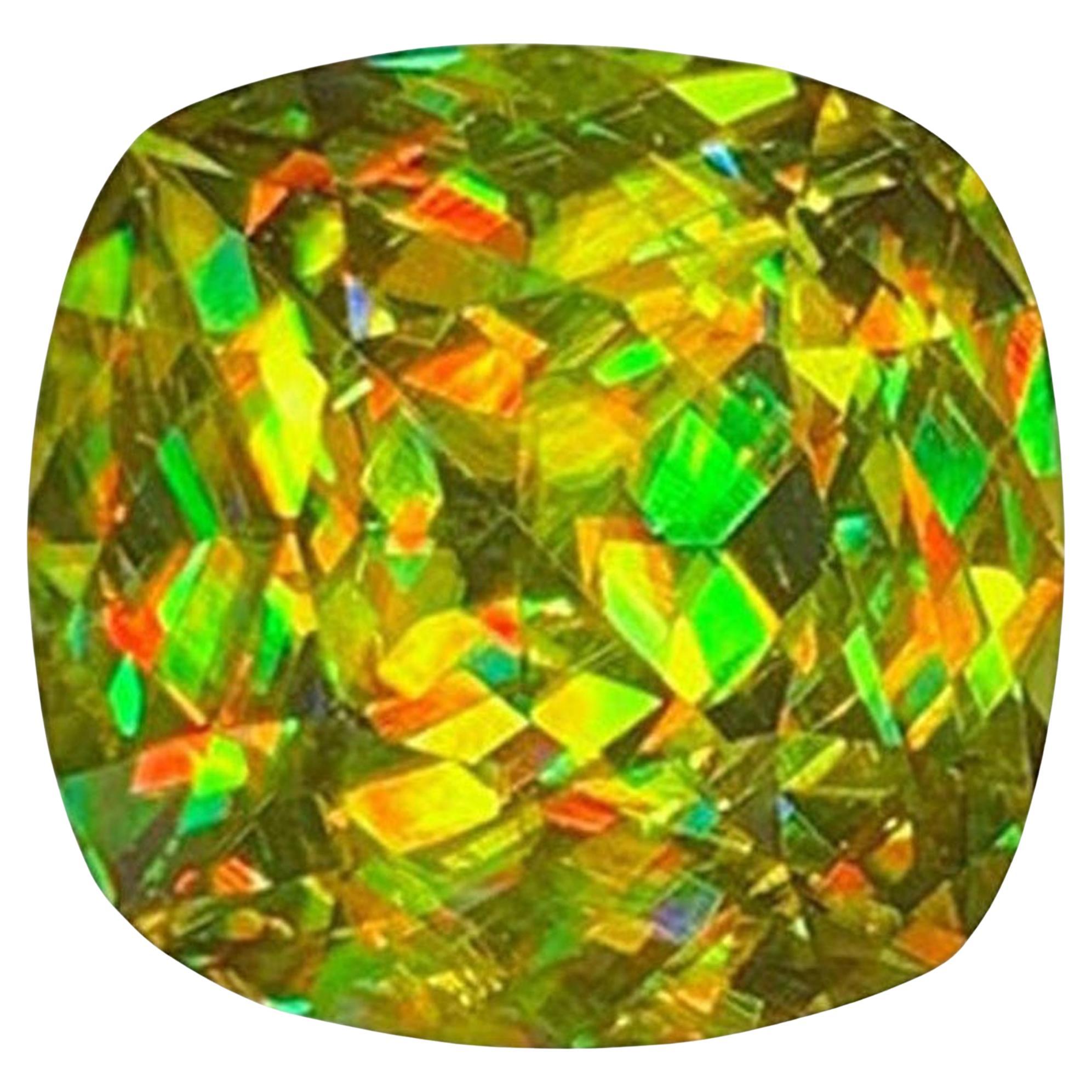 Lustrous Sphene Fancy Cushion Gemstone: Yellow-Green Titanite, June Birthstone
