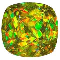 Lustrous Sphene Fancy Cushion Gemstone: Yellow-Green Titanite, June Birthstone