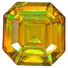 Lustrous Sphene Gemstone: Yellow/Green Asscher Cut, 1.23 Carat