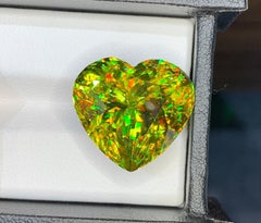 Lustrous Sphene Heart Gemstone: Yellow-Green Titanite, June Birthstone 33.30 CTs