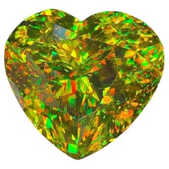 Lustrous Sphene Heart Gemstone: Yellow-Green Titanite, June Birthstone