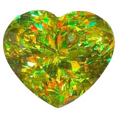 Lustrous Sphene Heart Gemstone: Yellow-Green Titanite, June Birthstone