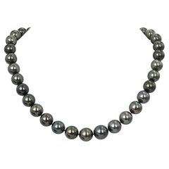 Lustrous Tahitian Southsea Pearl Necklace 18 Karat Diamond Sapphire Gold Clasp