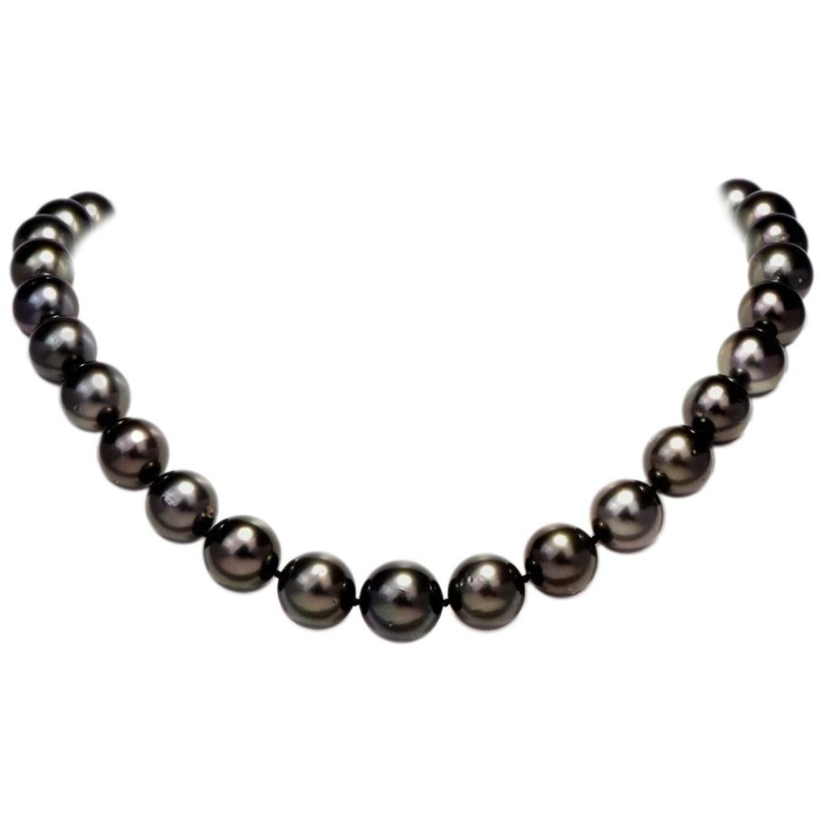 Lustrous Tahitian Southsea Pearl Necklace with 18 Karat Gold Clasp