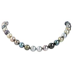 Lustrous Tahitian South Sea Pearl Necklace with Gold Clasp