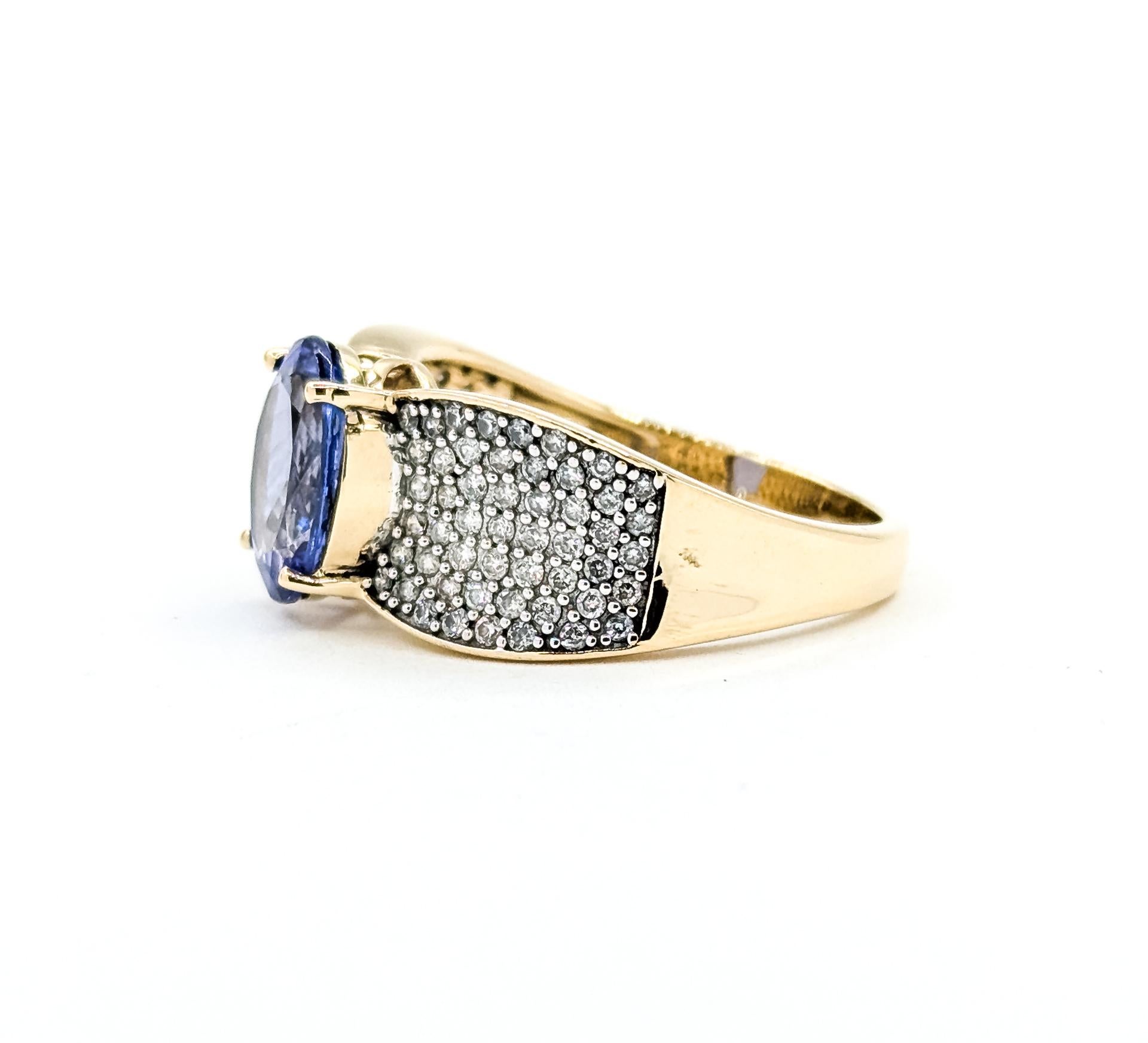 Glänzender Tansanit & Diamant Pavé Ring in 14k im Angebot 4