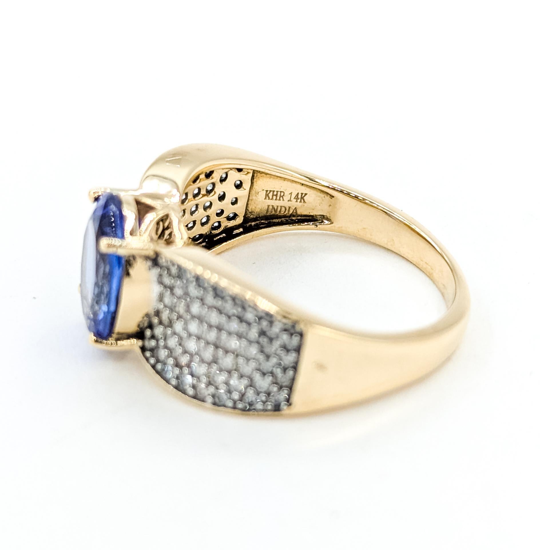 Glänzender Tansanit & Diamant Pavé Ring in 14k im Angebot 2