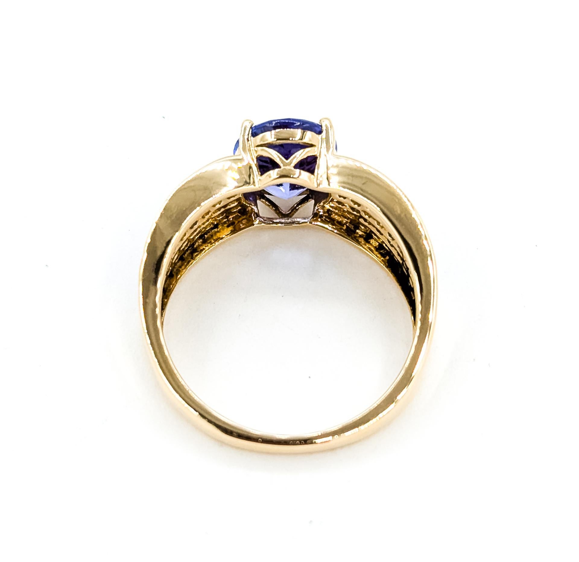 Glänzender Tansanit & Diamant Pavé Ring in 14k im Angebot 3