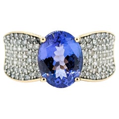 Bague Pavée Tanzanite et Diamant en 14k