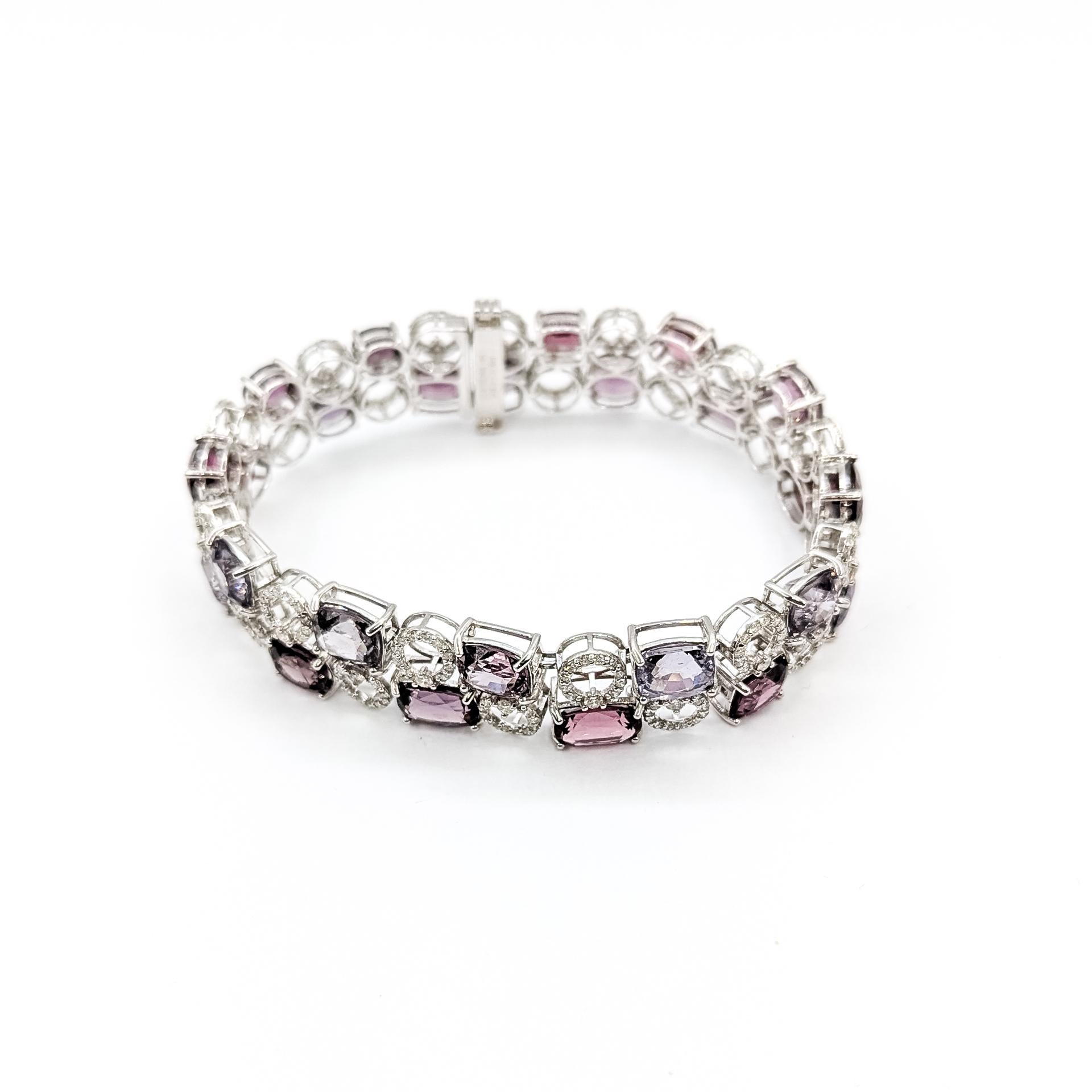 Bracciale con zaffiri e diamanti non riscaldati in 14 ct. in vendita 1