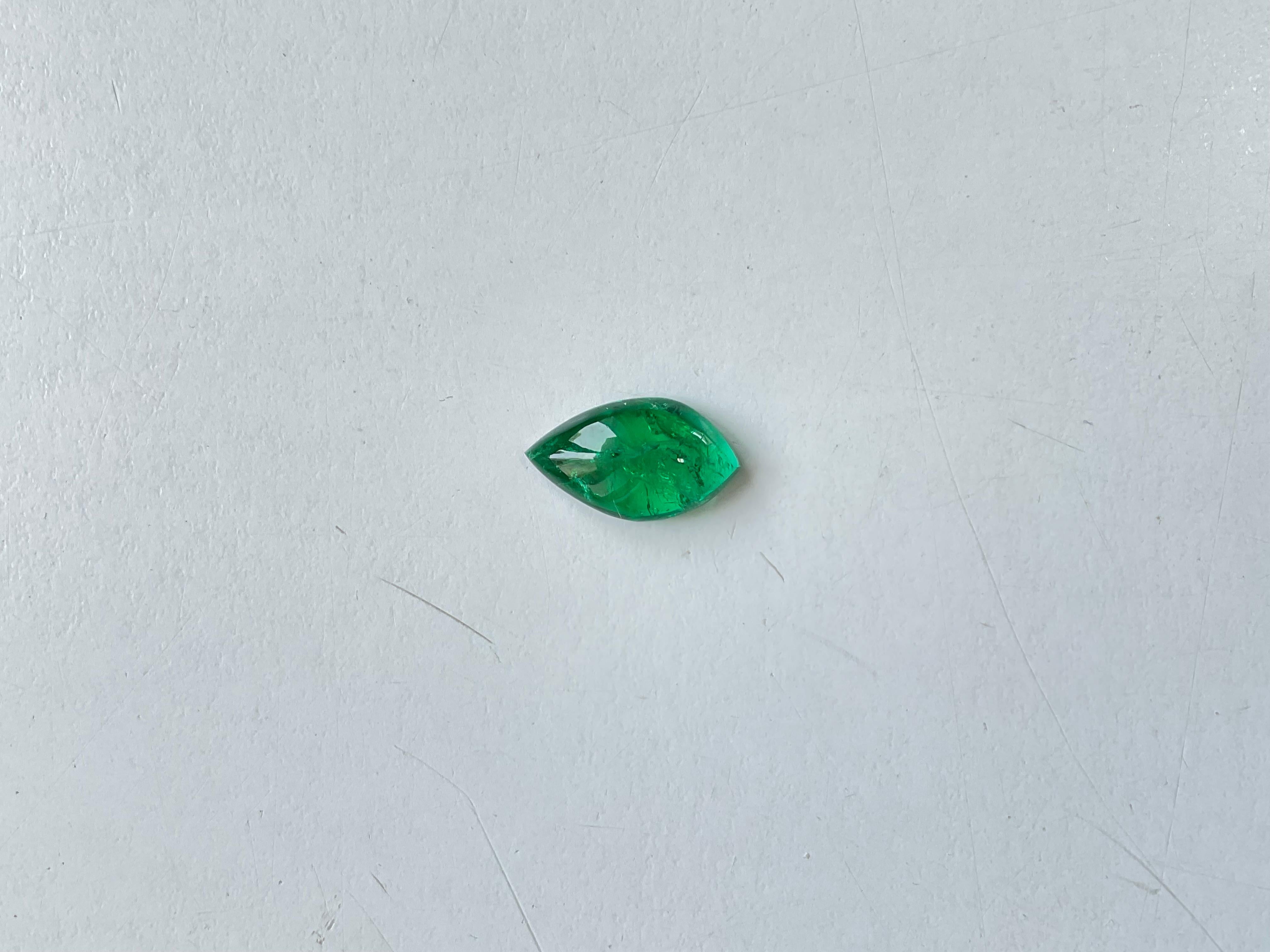 Art Deco Lustrous Zambian Emerald Fancy Marquise Cabochon Loose Gemstone for Jewelry For Sale