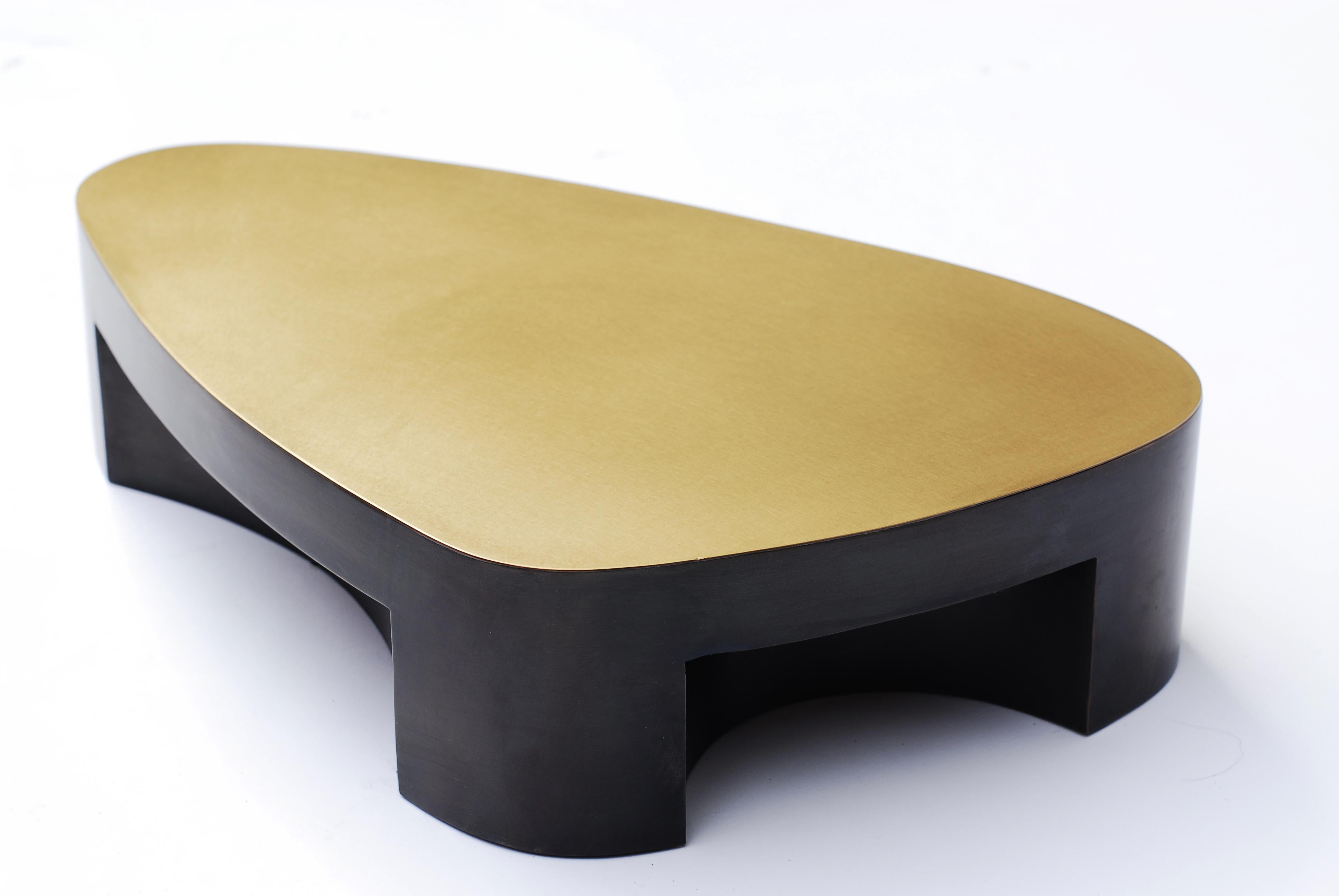 Post-Modern Lutatia Brass Coffee Table, Signed by Stefan Leo