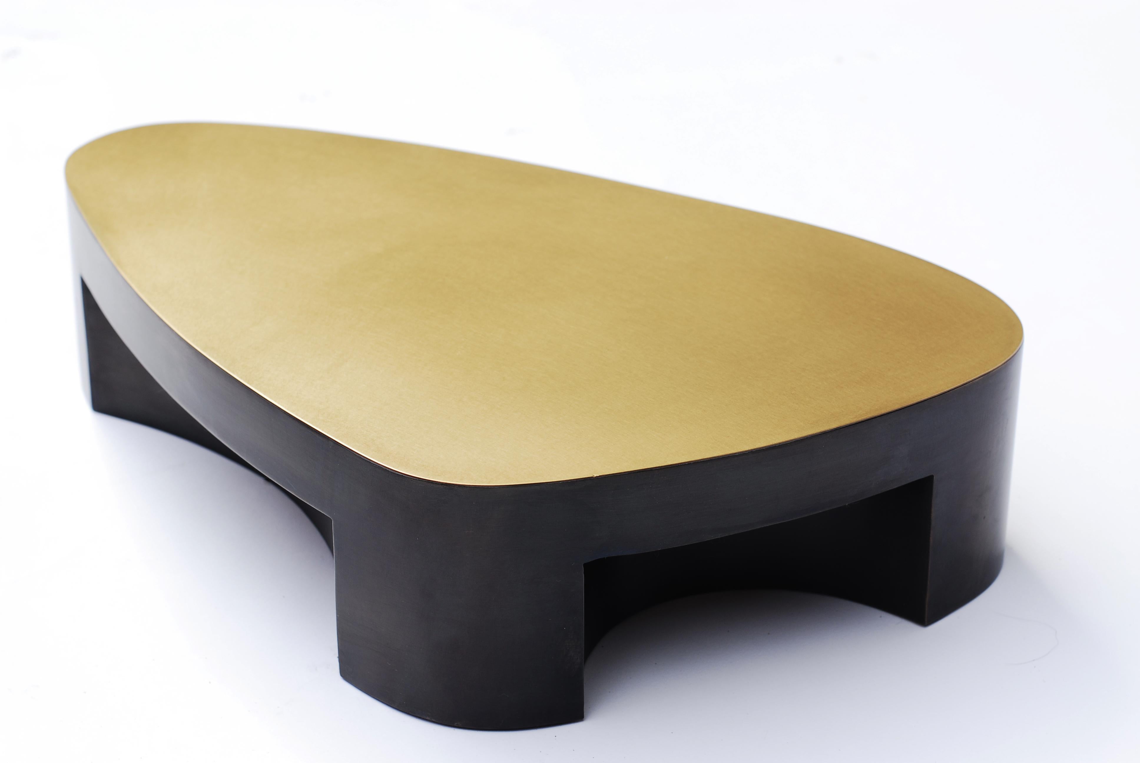 Post-Modern Lutatia Brass Coffee Table, Signed by Stefan Leo For Sale