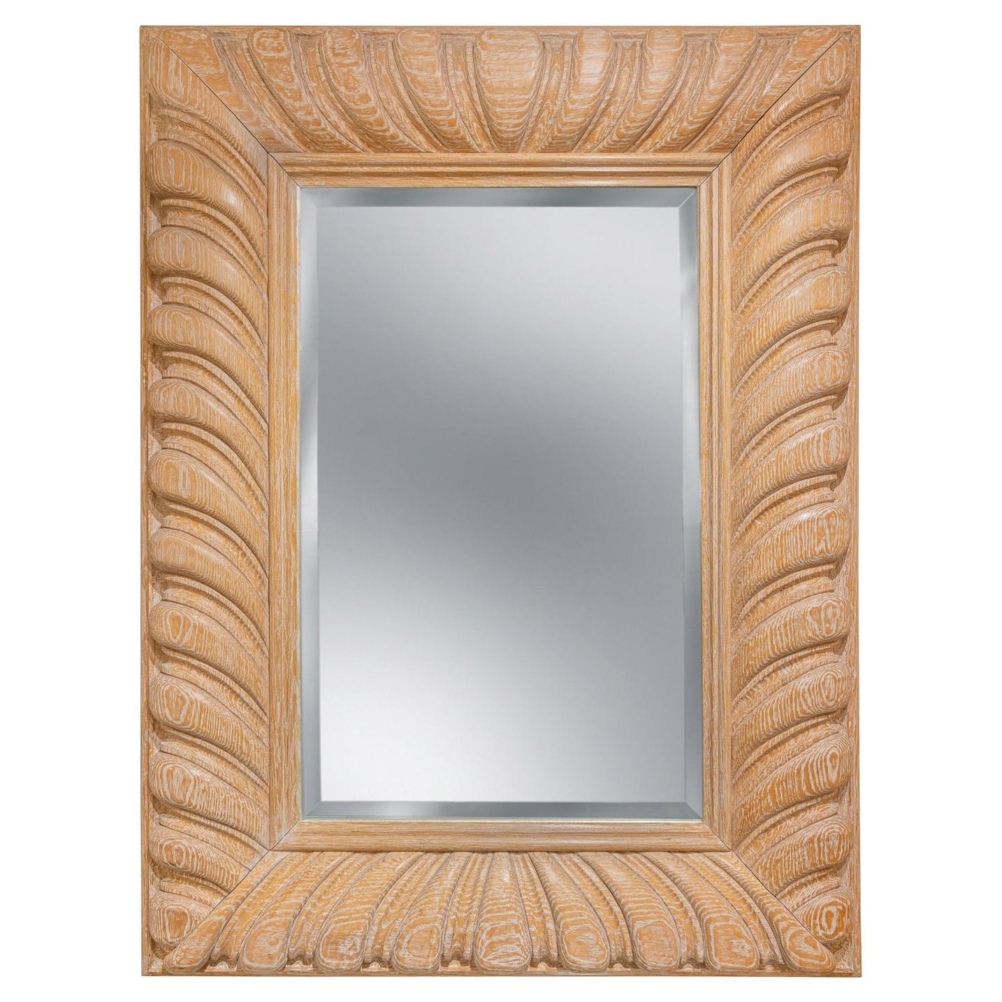 Luten-Clarey-Stern Großer "Bolton Carved Mirror" aus weißgeriebener Eiche 1980er im Angebot