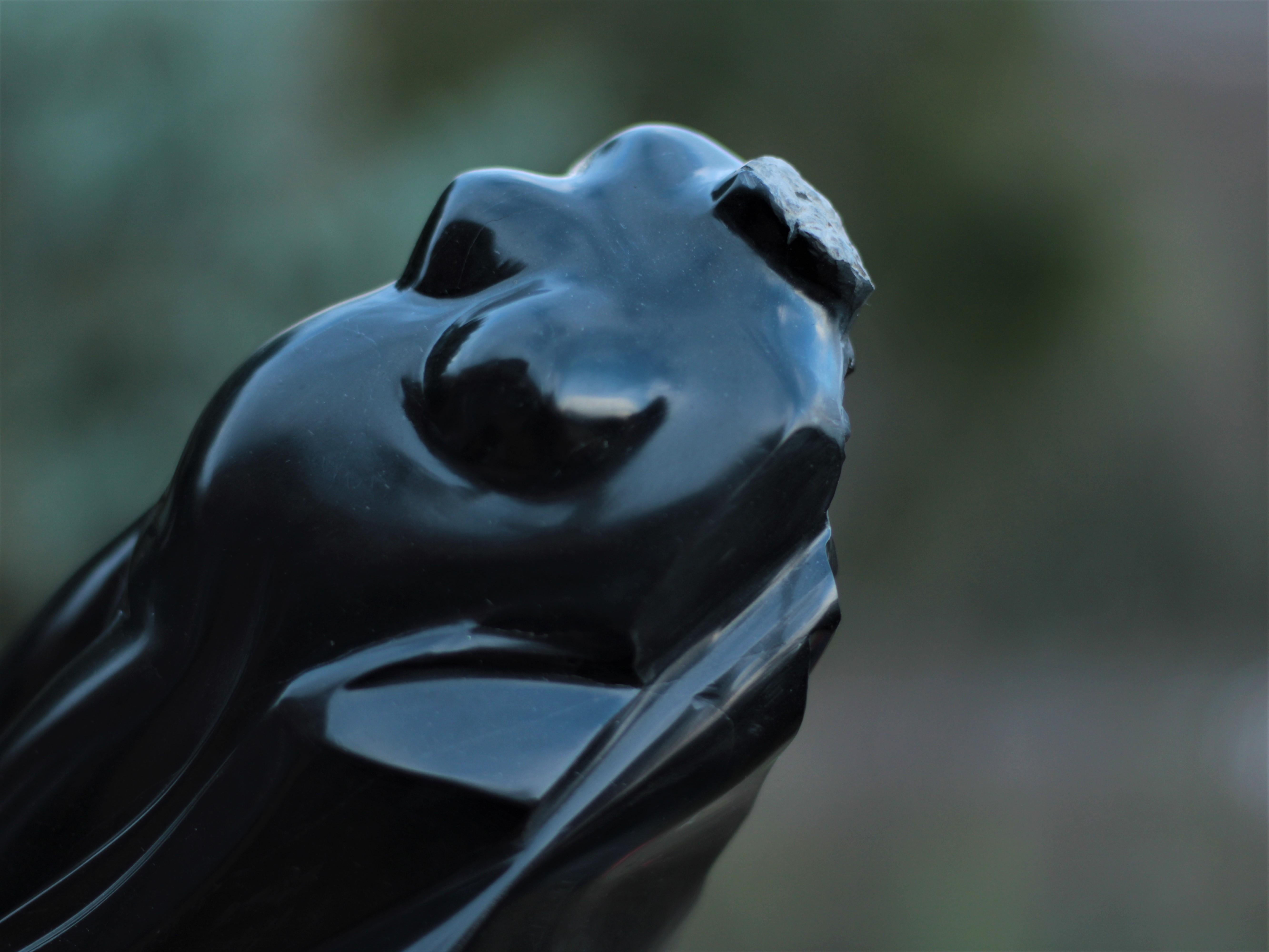 „“Buste Emport““, ungewöhnliche figurative weibliche Skulptur aus schwarzem Marmor, nackt  im Angebot 9