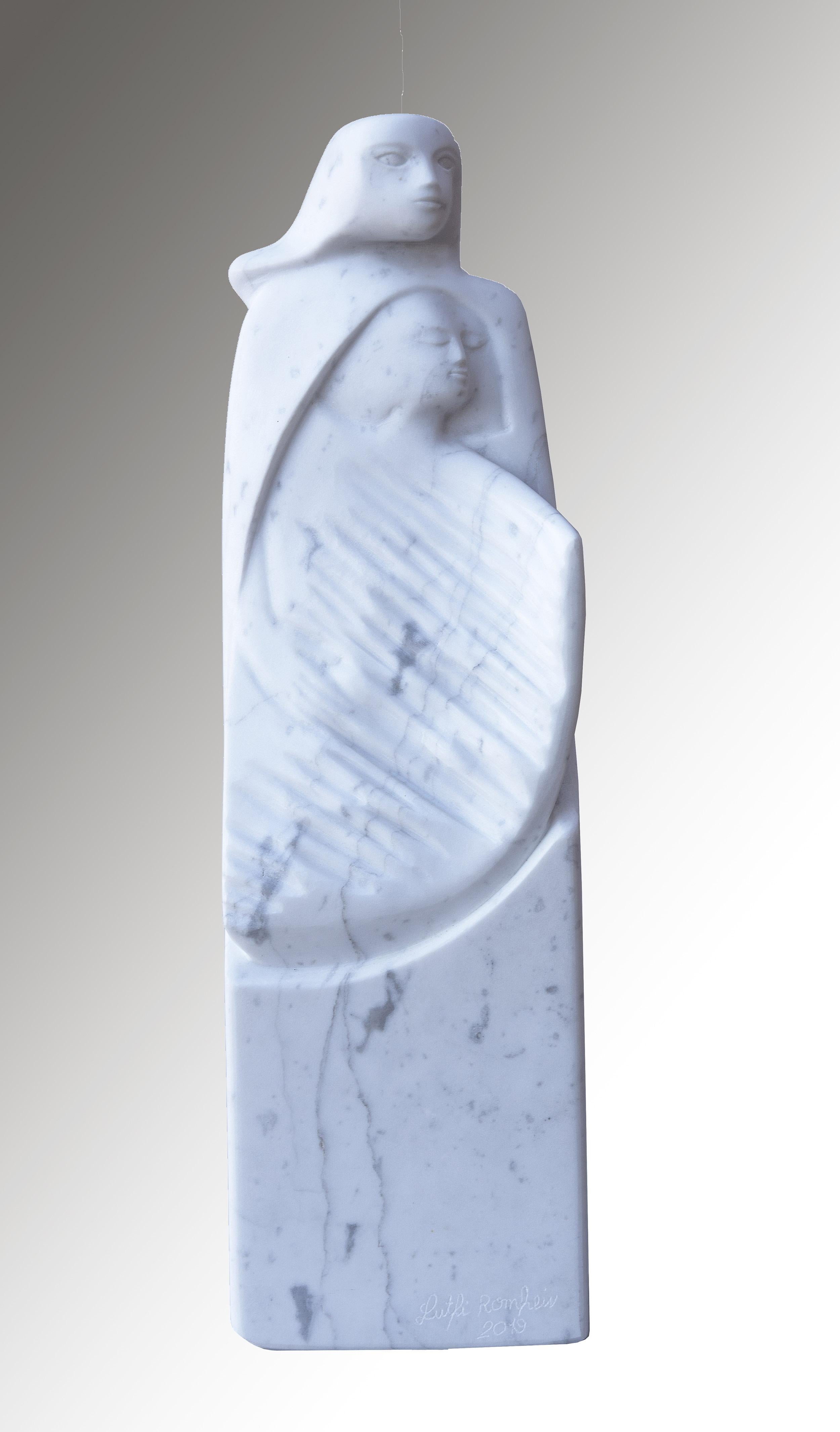 La Fuente, Escultura Figurativa Vertical de Piedra de Mármol de Carrara Blanco en venta 8