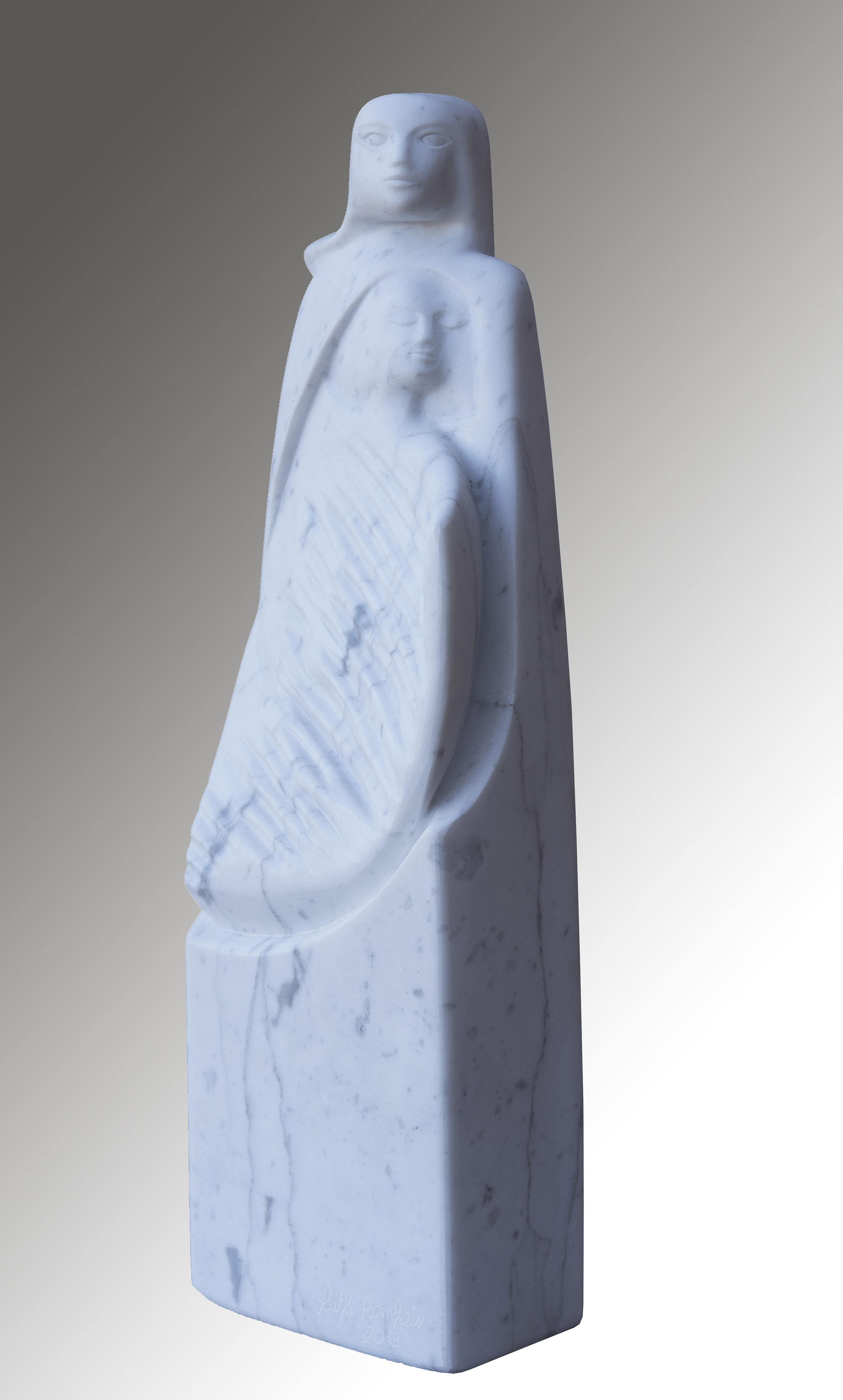 La Fuente, Escultura Figurativa Vertical de Piedra de Mármol de Carrara Blanco en venta 9