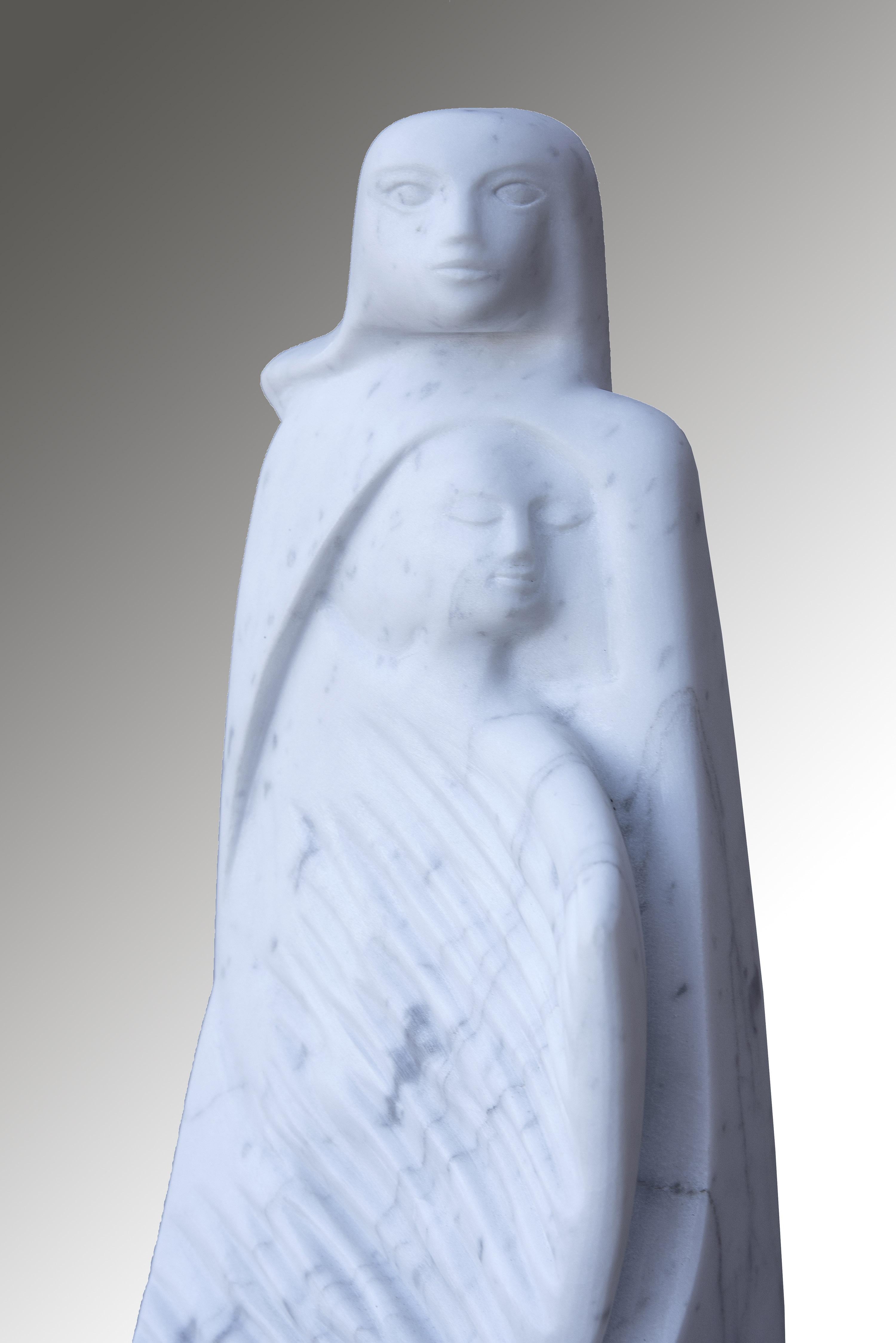 La Fuente, Escultura Figurativa Vertical de Piedra de Mármol de Carrara Blanco en venta 10