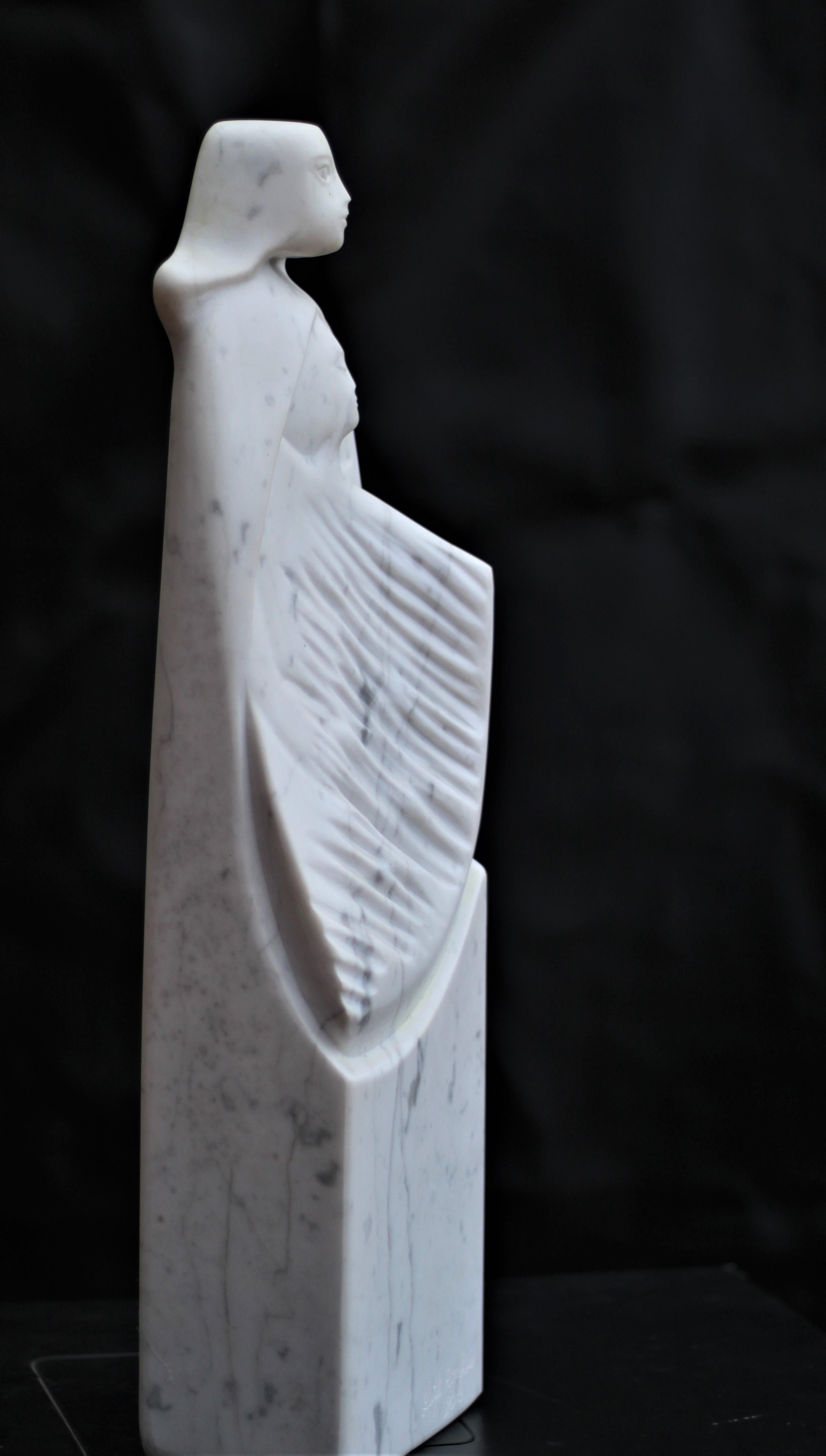 The Source, White Carrara Marble Stone Vertical Figurative Sculpture For Sale 14