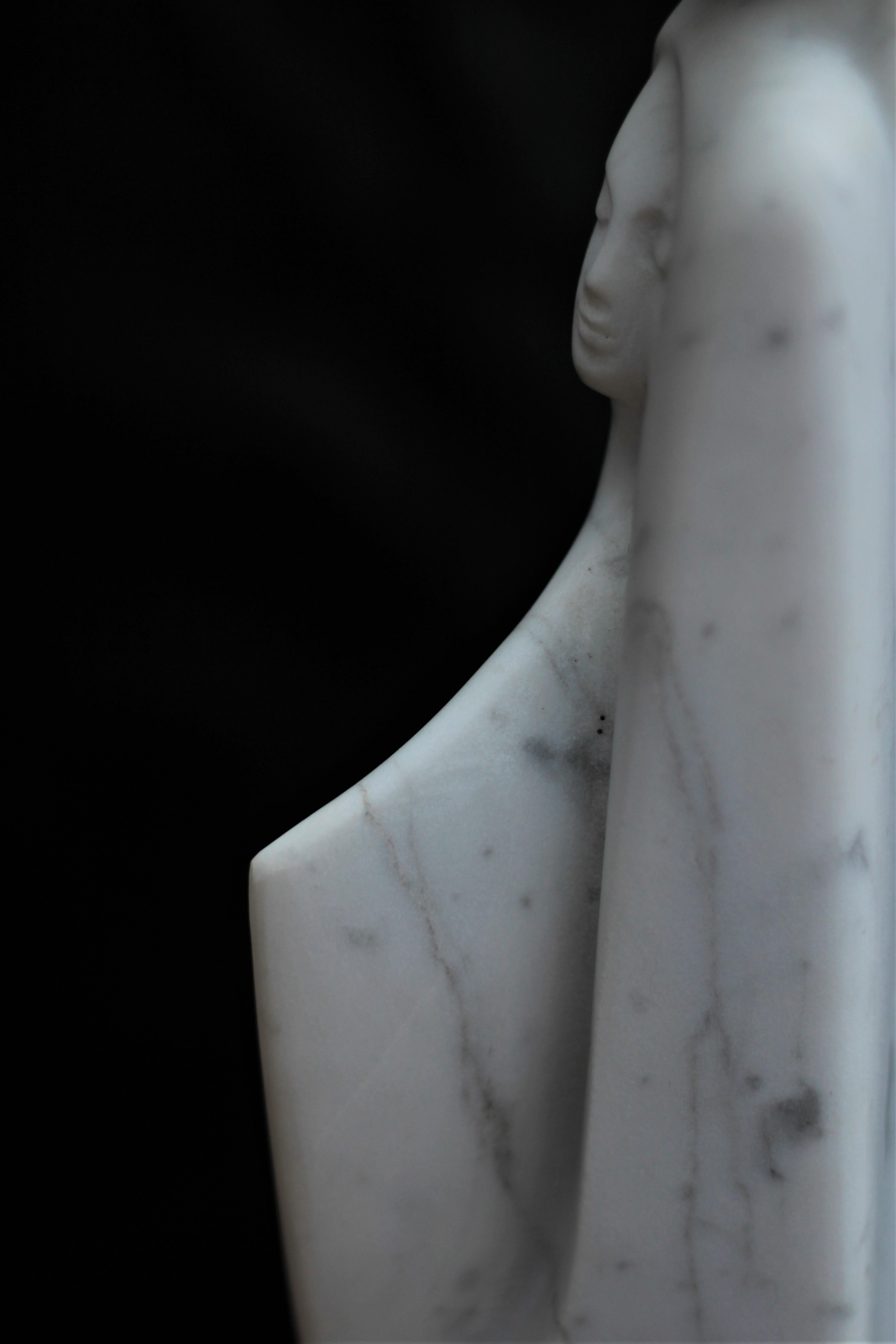 The Source, White Carrara Marble Stone Vertical Figurative Sculpture For Sale 16