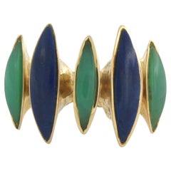 Anello LUTH DESIGN in oro giallo 18k con lapislazzuli e crisofrasa 15,3 grammi