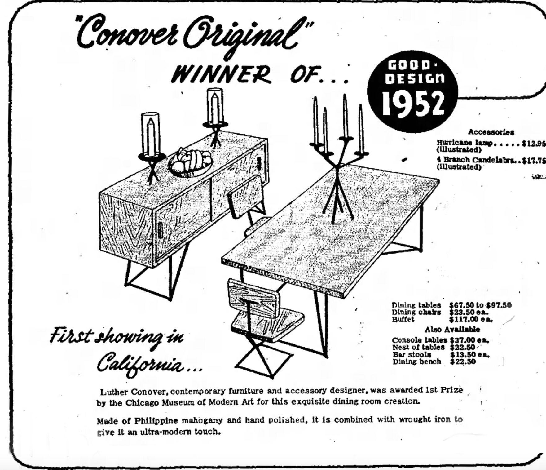 Luther Conover Dining Table or Desk for Pacifica 1952 en vente 4