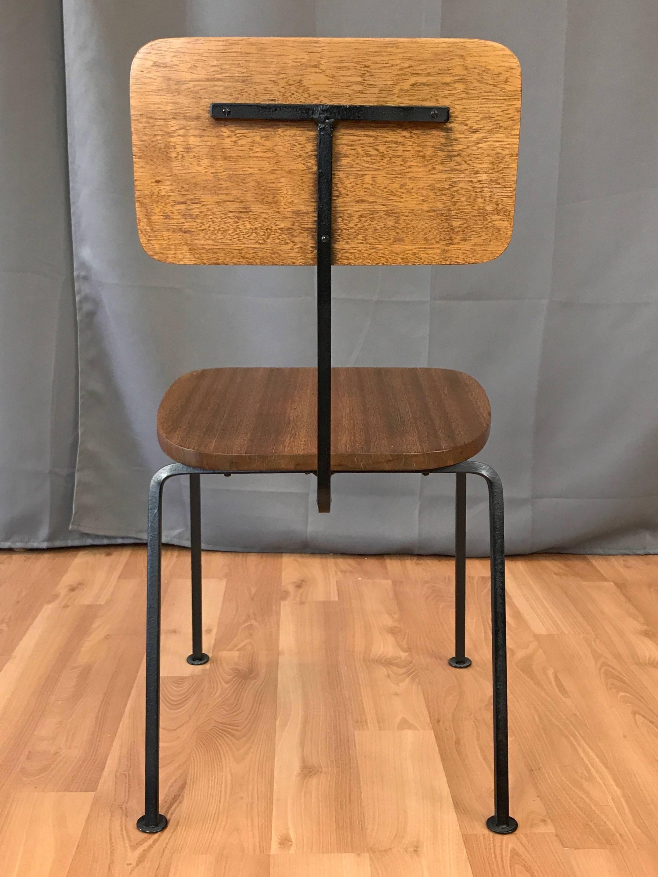 Mid-Century Modern Luther Conover Mahogany and Steel Side Chair