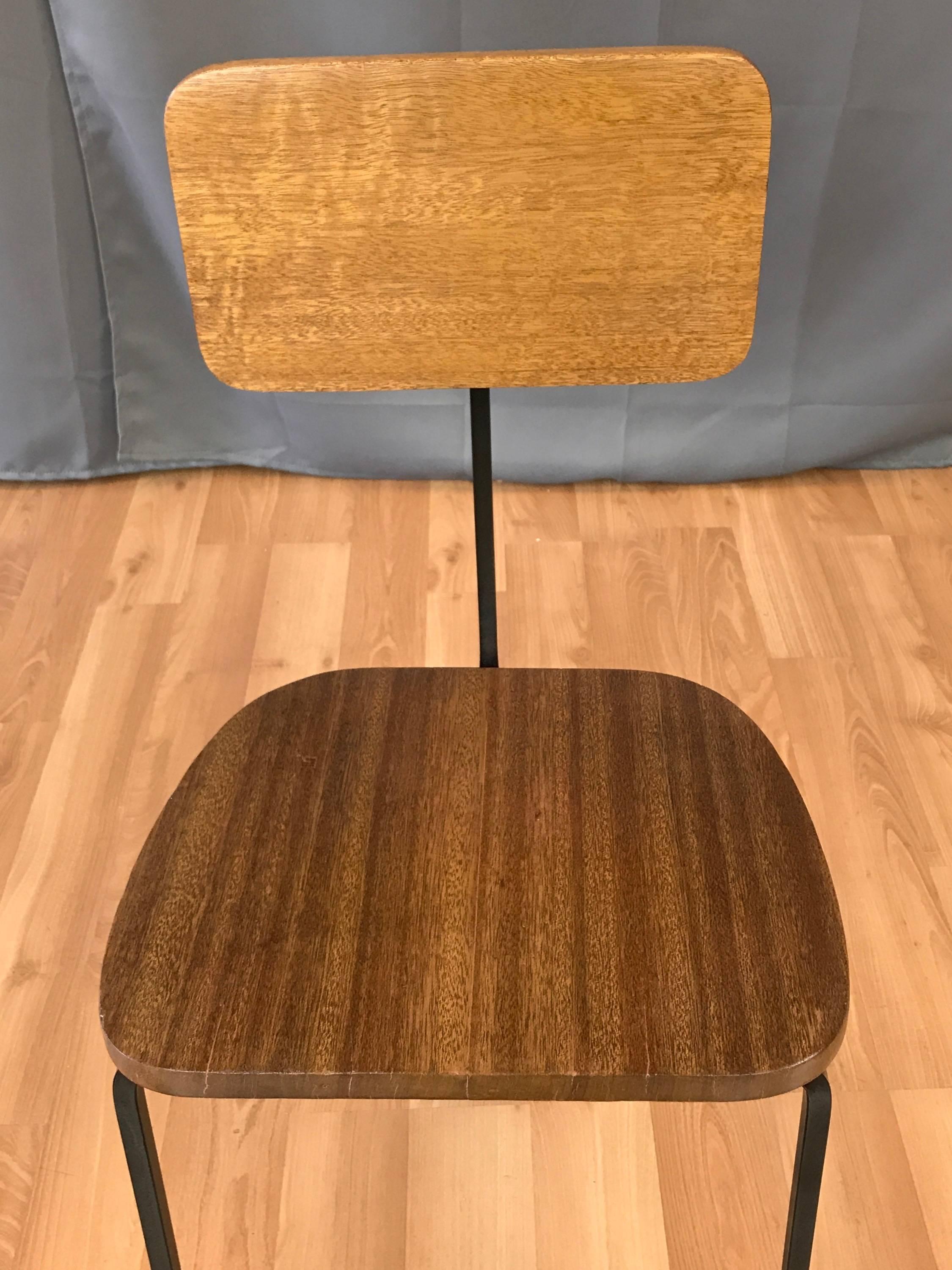 Enameled Luther Conover Mahogany and Steel Side Chair