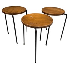 Luther Conover Pacifica Group Nesting Tables -Stools Iron Wood Mid-Century Mod