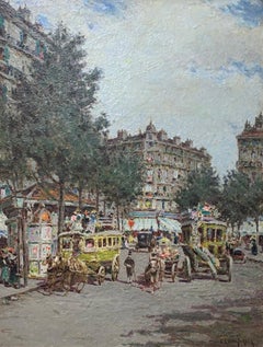 Paris Street Scene, 19th Century European Impressionist Cityscape with Figures