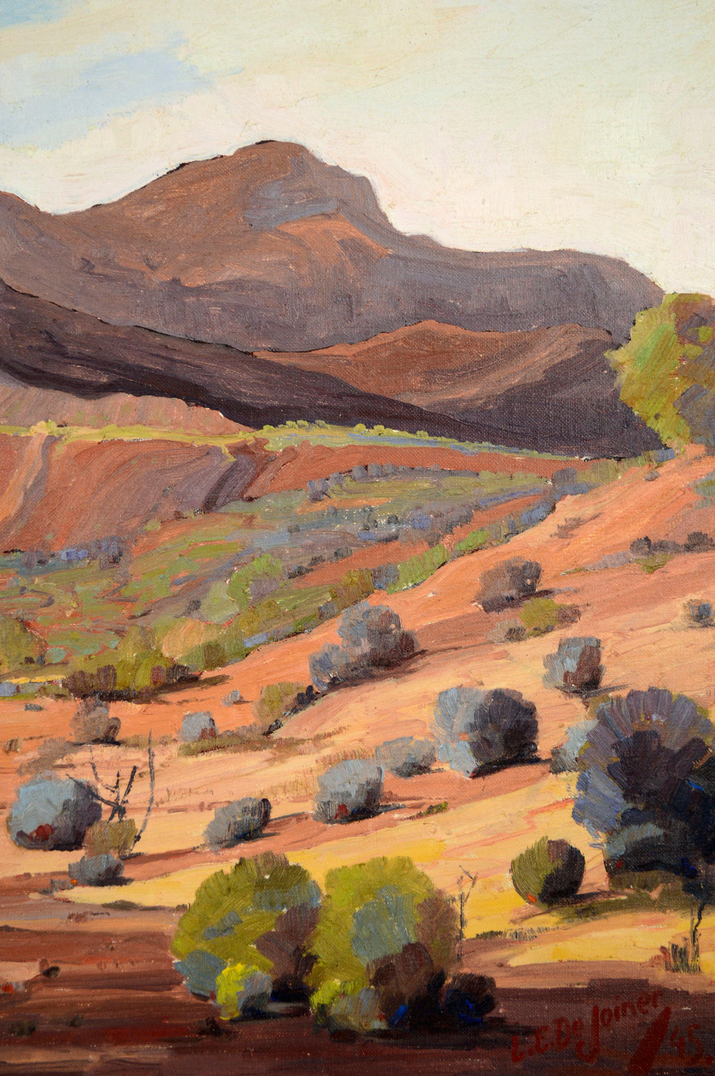 Picacho Peak, Arizona 1945 - Mid Century Southwest Desert Landscape by Dejoiner - Naturalistic Painting by Luther Evans Dejoiner