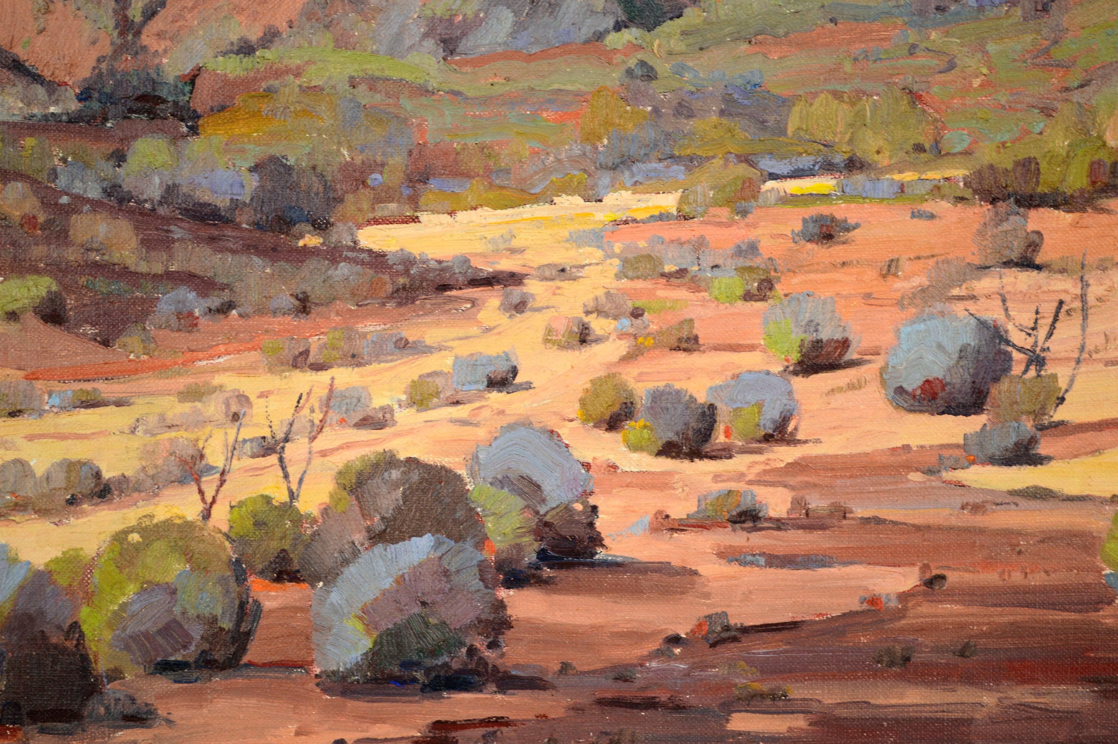 Picacho Peak, Arizona 1945 - Mid Century Southwest Desert Landscape by Dejoiner - Brown Landscape Painting by Luther Evans Dejoiner