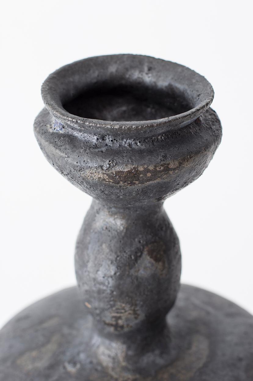 Greco Roman Lutróforo Antracita Stoneware Vase by Raquel Vidal and Pedro Paz