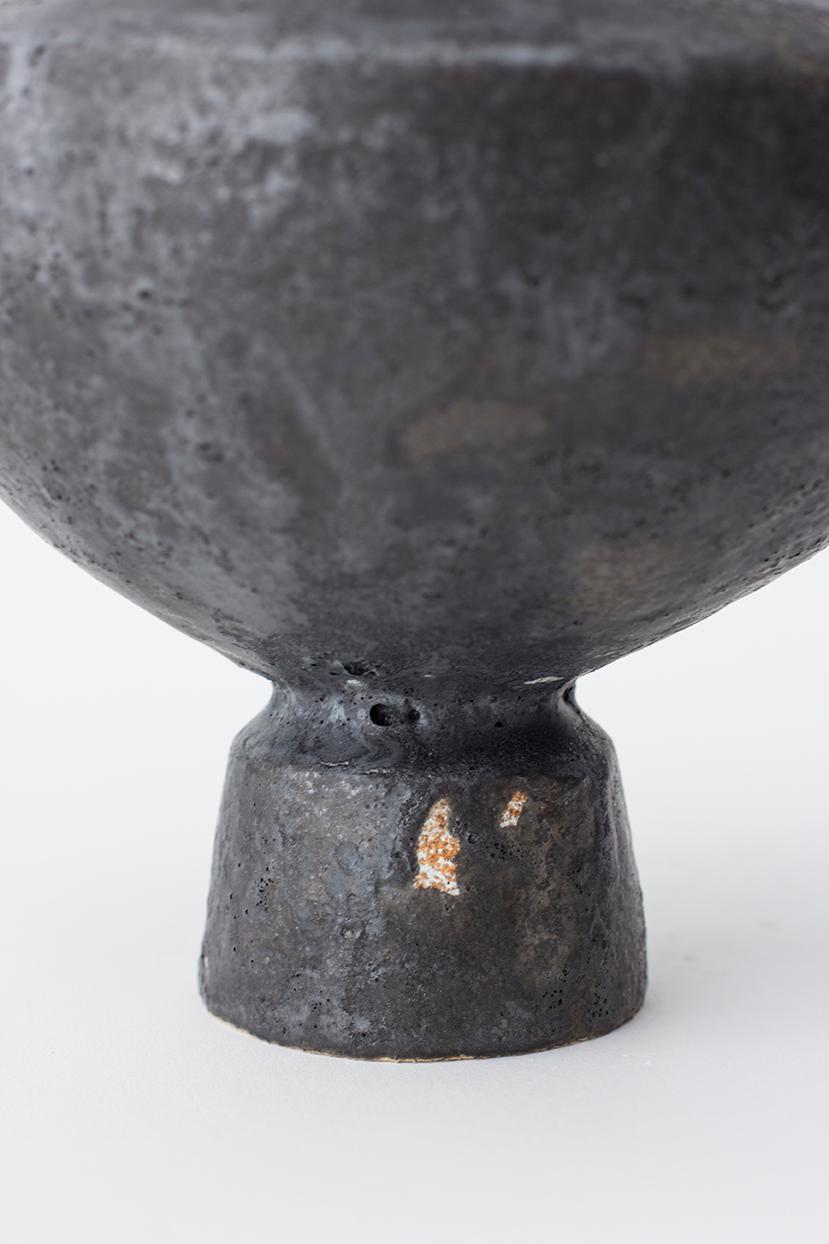 Glazed Lutróforo Antracita Stoneware Vase by Raquel Vidal and Pedro Paz