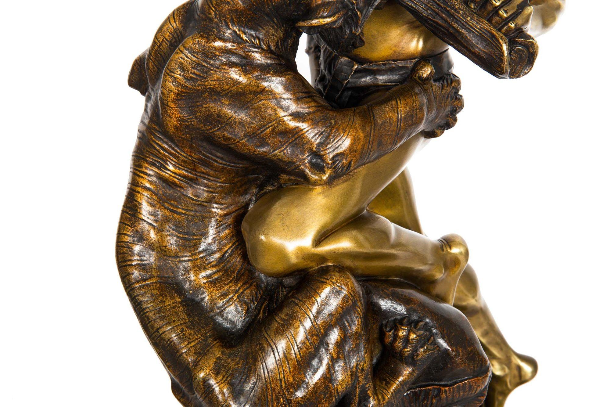“Lutte pour la vie” Scarce French Bronze Sculpture by Edouard Drouot For Sale 5