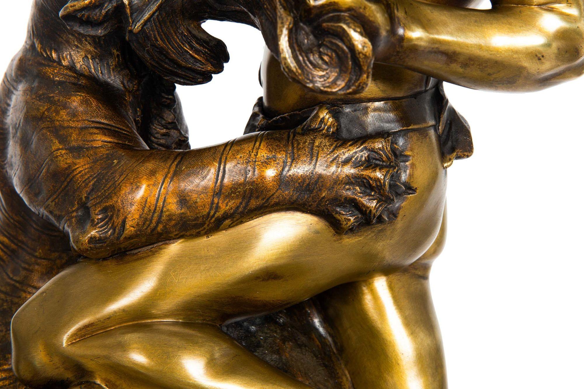 “Lutte pour la vie” Scarce French Bronze Sculpture by Edouard Drouot For Sale 8