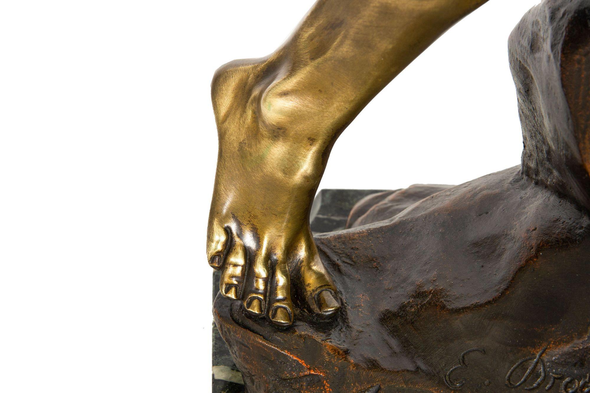 “Lutte pour la vie” Scarce French Bronze Sculpture by Edouard Drouot For Sale 10