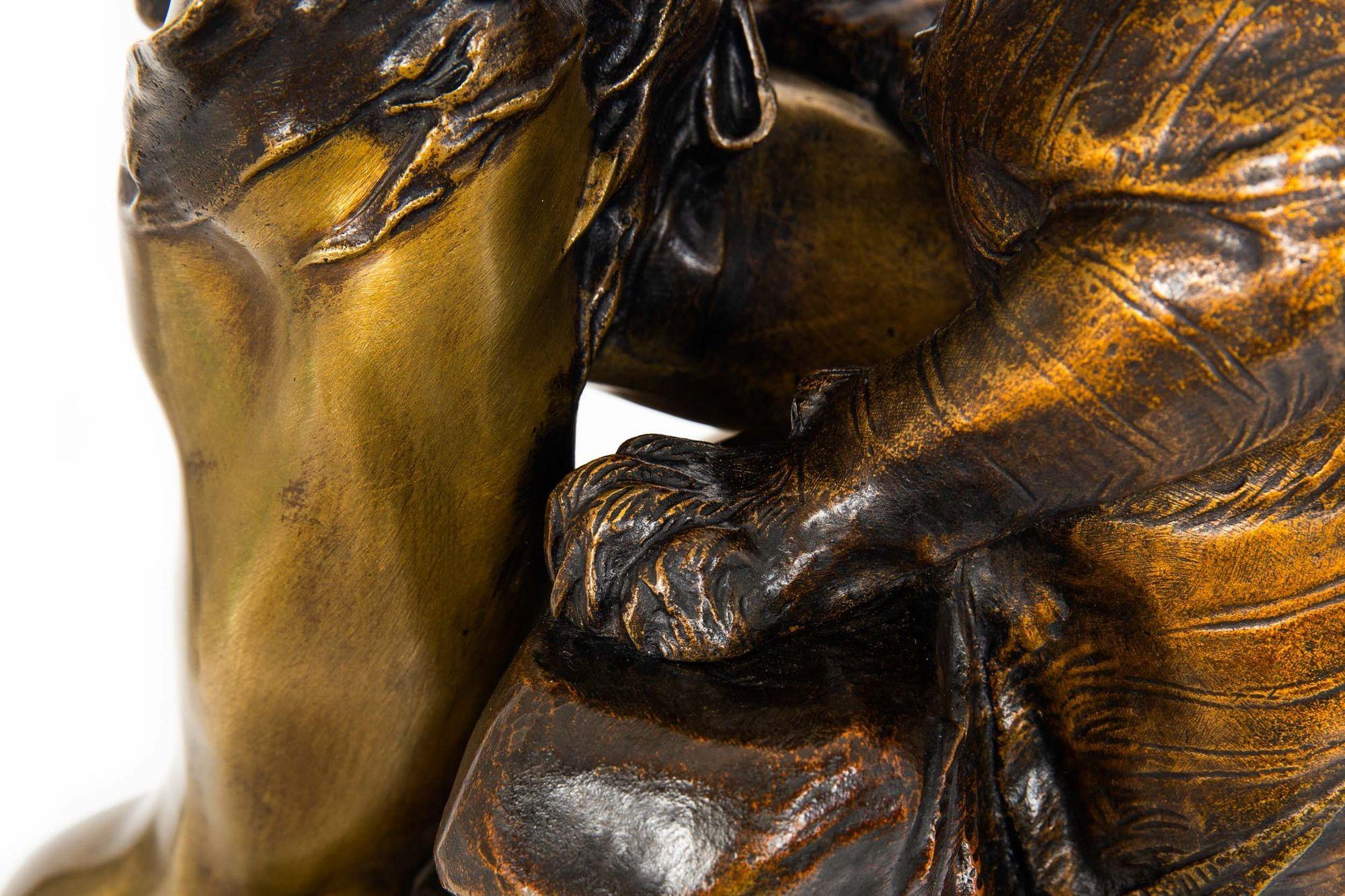 “Lutte pour la vie” Scarce French Bronze Sculpture by Edouard Drouot For Sale 14