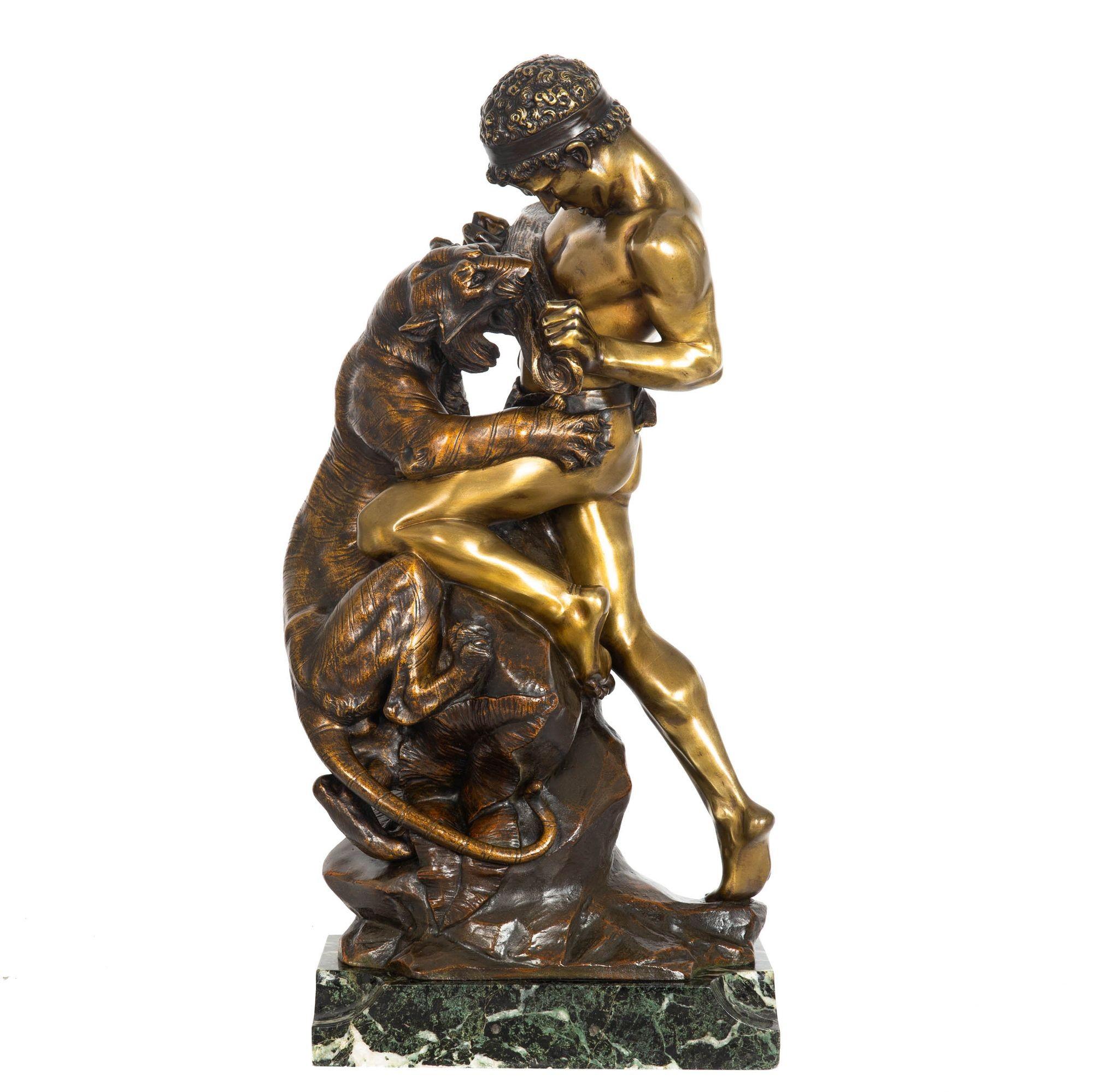 Romantic “Lutte pour la vie” Scarce French Bronze Sculpture by Edouard Drouot For Sale