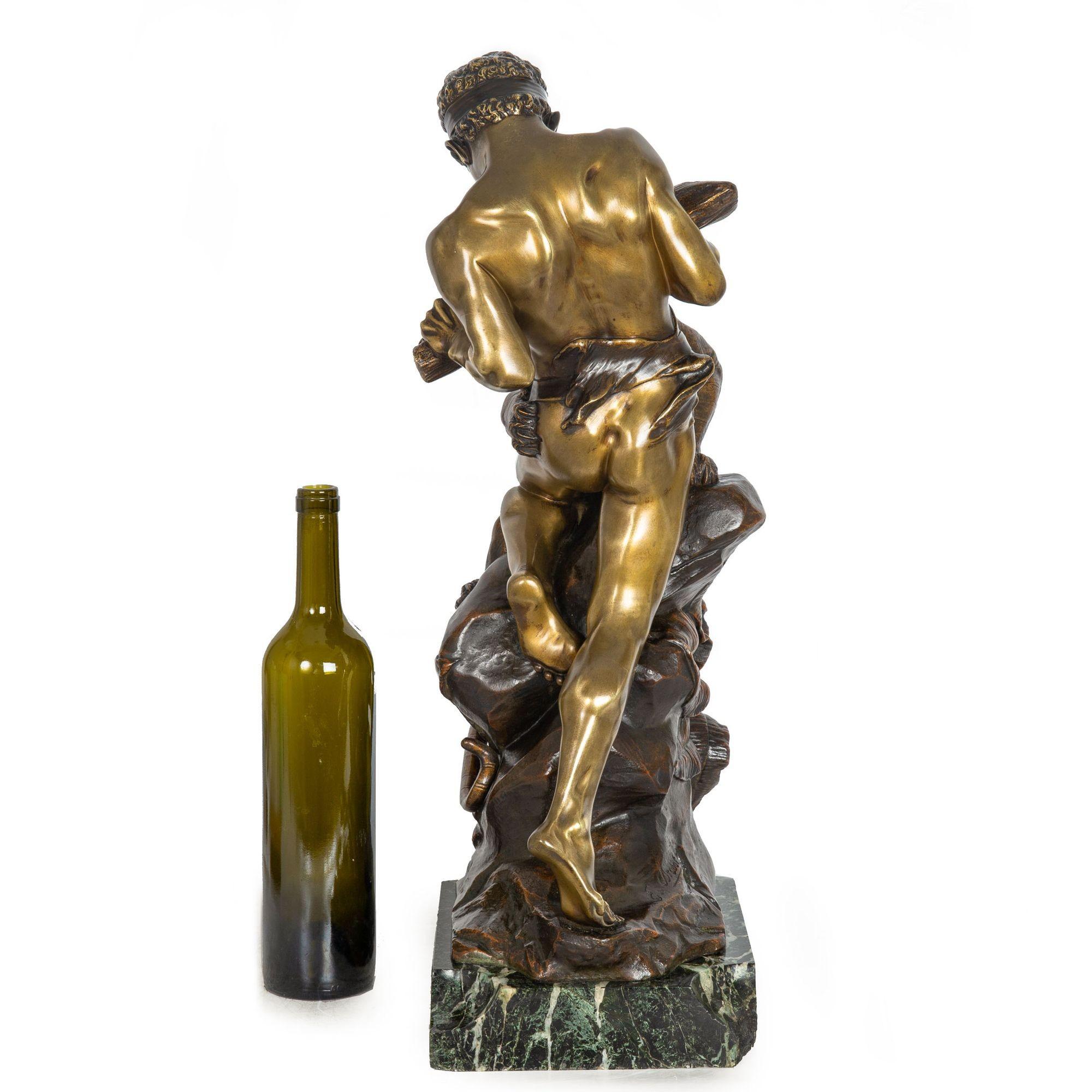 Rare sculpture française Lutte pour la vie en bronze d'Edouard Drouot Bon état - En vente à Shippensburg, PA