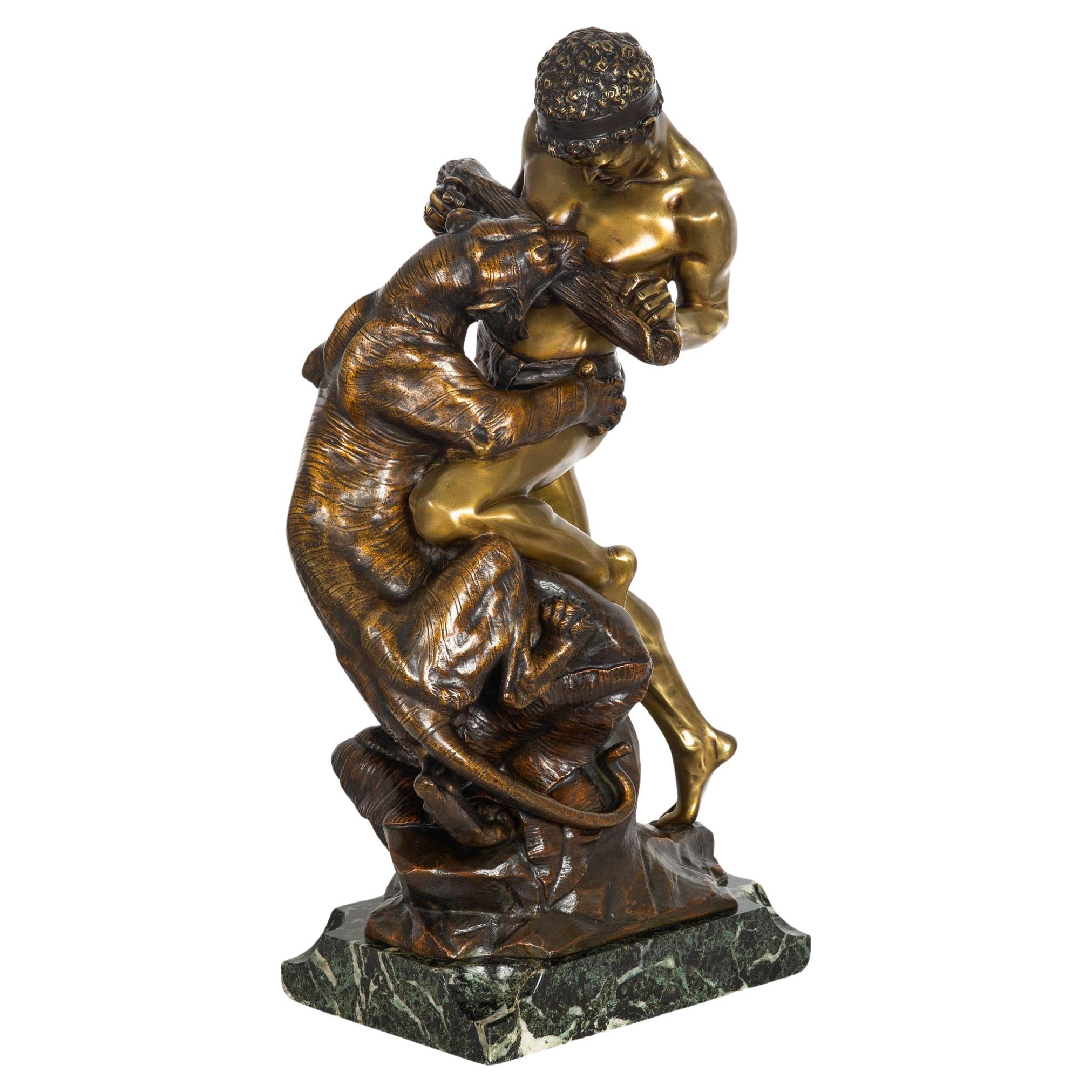 “Lutte pour la vie” Scarce French Bronze Sculpture by Edouard Drouot For Sale