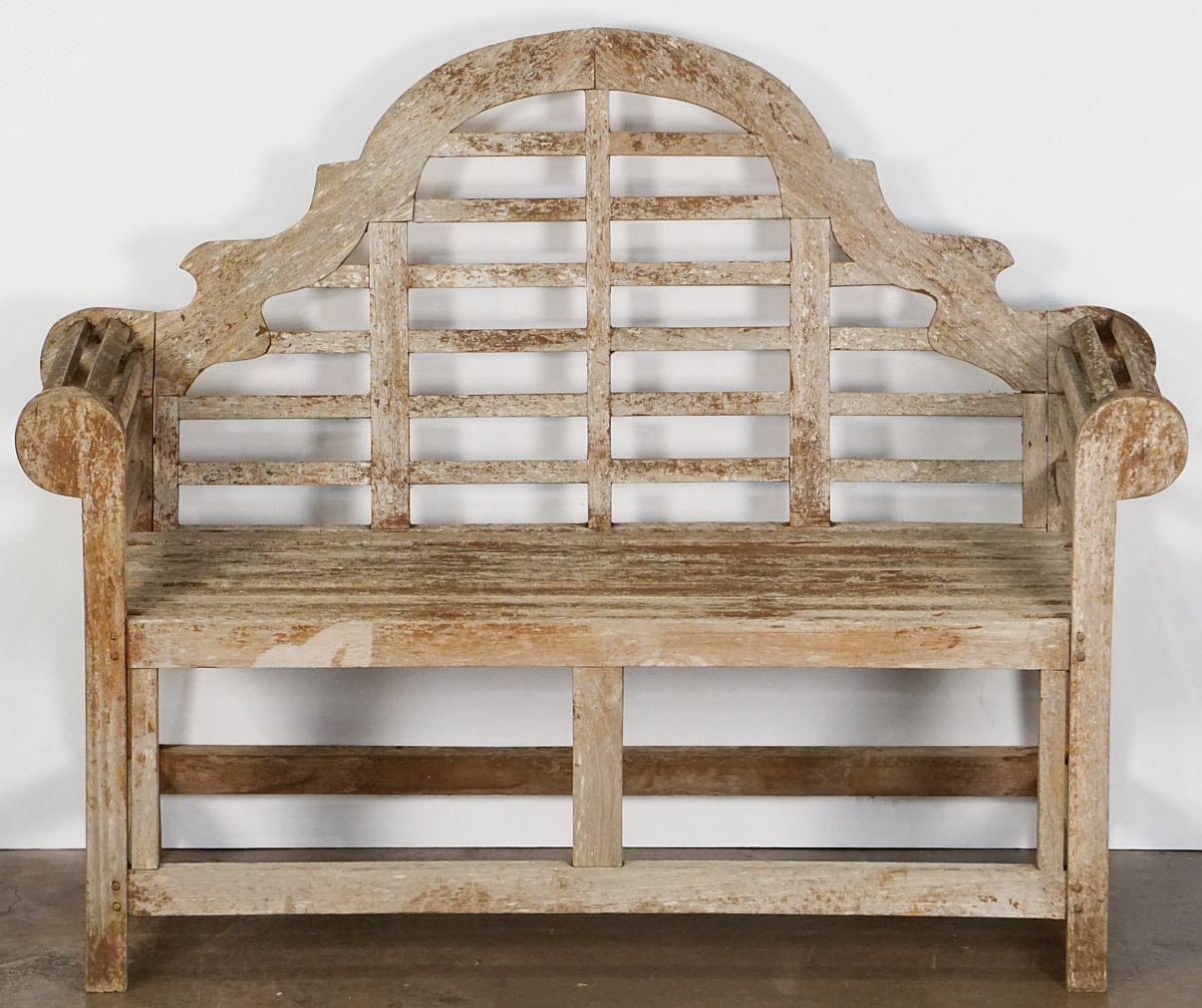 English Lutyens Style Teak Garden Bench Seat from England For Sale