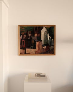 Lutz Voigtmann (1941–1997), Häuserensemble, Oil on hardboard