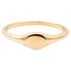 Luvente 14K Yellow Gold Round Signet Band Ring