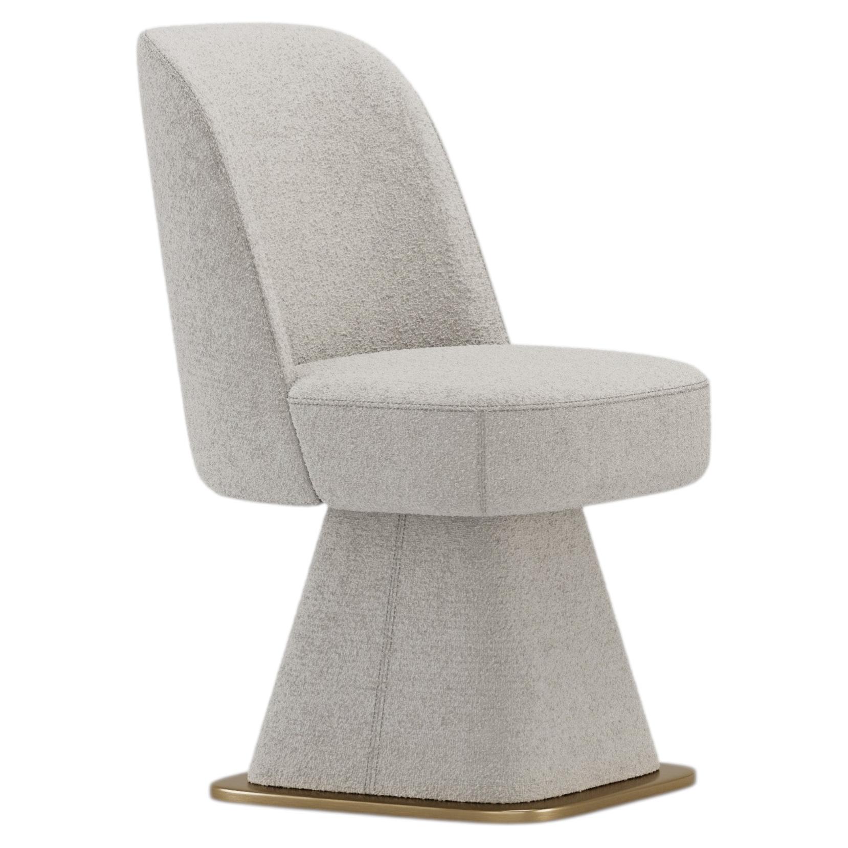 Luvia Chair in White Bouclé with Brushed Brass Base