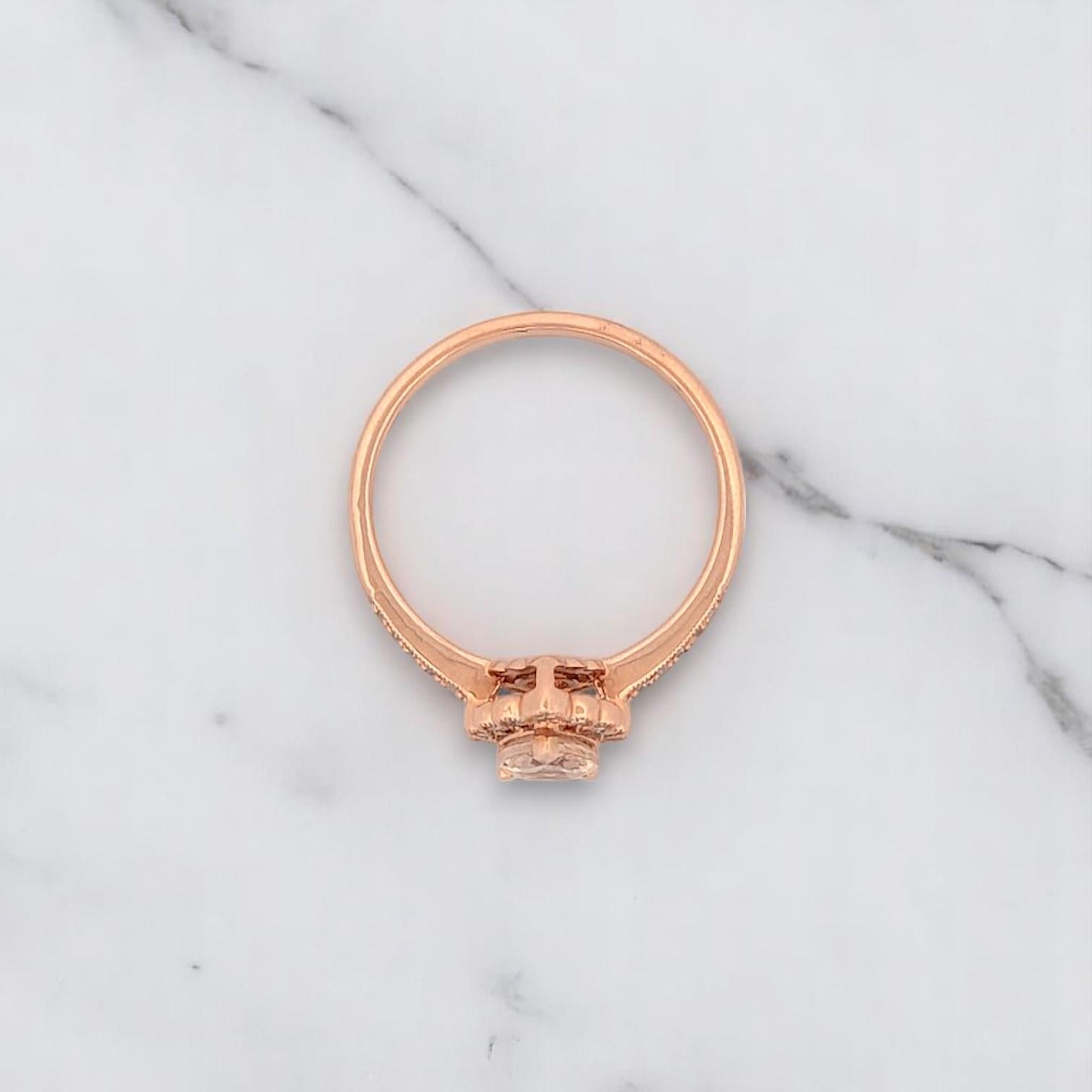 Taglio a rosa Anello di fidanzamento in oro rosa Lux con Morganite ovale da 0,58 ct. in vendita
